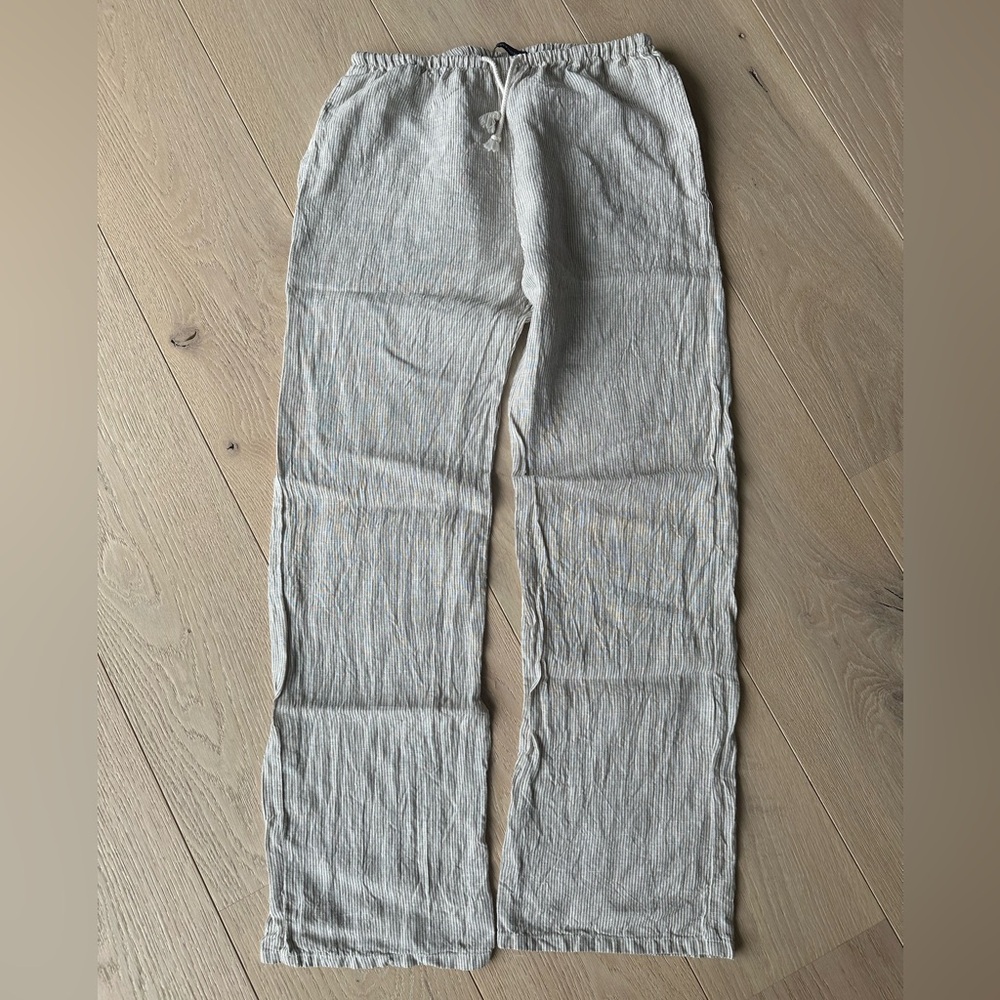 Brandy Melville Tan and Cream Pinstripe Casual Pants